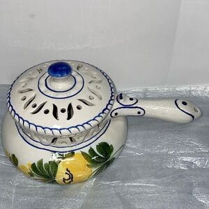 Vintage Handpainted ABC Bassano Italy Single Handle Pottery Pot Floral Design